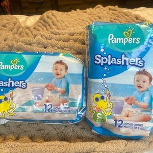 (2) Pampers Splashers Small Diapers